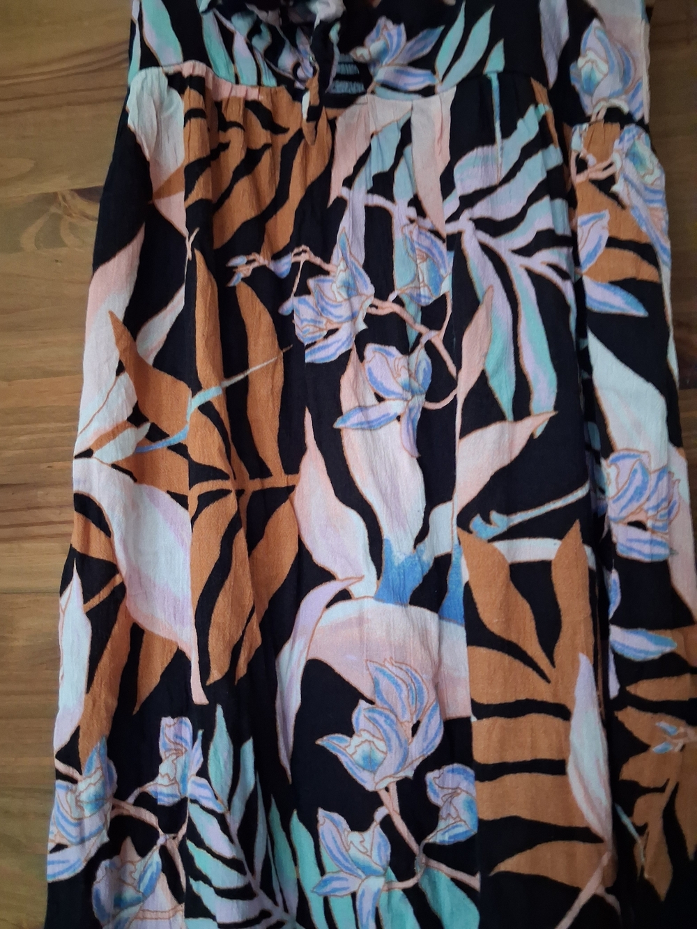 Billabong Black Floral Maxi Dress with Peach and Mint Accents - Picture 4 of 10